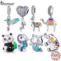 Bamoer จี้เงินแท้925สีเขียวจี้สีสัน CZ BIRD Animal Charms Fit Charm สร้อยข้อมือกำไลข้อมือ d IY เครื่องประดับ SCC991