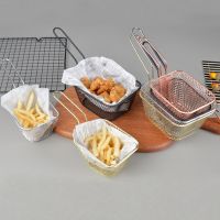 Stainless Steel Multifunctional Square Fries Basket Kitchen Ramen Vegetable Fruit Strainer Mini Tools Iron Products Multiple Colanders Food Strainers