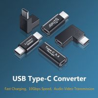 ABWGA โทรศัพท์มือถือชาร์จเร็ว90องศาตัวแปลง USB AV 3.1ประเภท-C อะแดปเตอร์ OTG 10Gbps