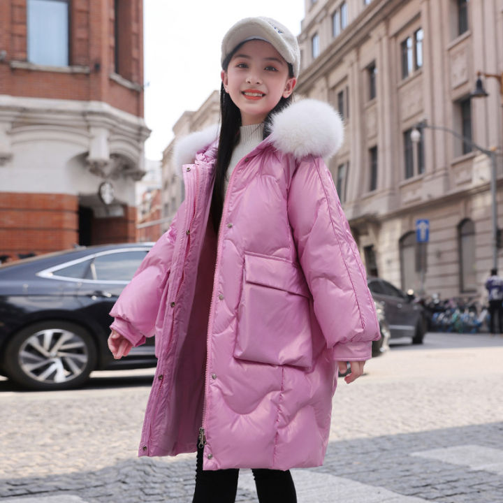 cod-เสื้อผ้าเด็กขายตรง-2022-เสื้อแจ็คเก็ตดาวน์เด็กแบบใหม่สำหรับเด็กผู้หญิงความยาวปานกลางเสื้อแจ็คเก็ตกันหนาวเกาหลีหนาพิเศษ