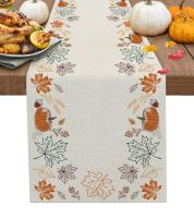 【LZ】❈㍿  Thanksgiving Autumn Pumpkin Dining Table Runner Wedding Decor Linen Table Runner for Dining Table Christmas Decoration