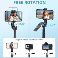 Mini Selfie Stick Phone Tripod with Remote Upgrade Quadripod Design 40" Extendable Rechargeable Bluetooth Control