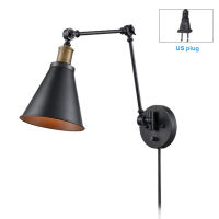 Retro Stairs Loft Industrial Swing Arm Dining Room Wall Sconce Reading Light Bathroom Bedroom Black Home Decor Bedside Plug In