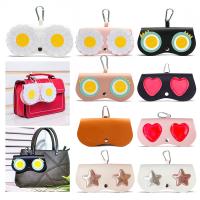 INS Cartoon Women Portable Sun Eye Glasses Box PU Leather Eyewear Case Sunglasses Cute Protection Bags Sunglasses Storage