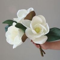 High-grade White Big Magnolia Flower Real Touch Artificial Flowers Bridal Bouquet Wedding Party Home Decor Sence Landscaping Artificial Flowers  Plant