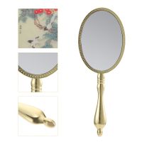 【TIMIN Home Tools】 Mirror Handheld Travel Makeup Hand Handle Vintage Hairdressingportable Vanity Held Metalretro ช่างตัดผมขนาดเล็กขยาย