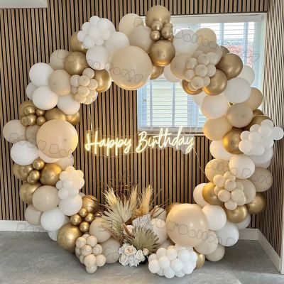 1set Sand White Gold Balloon Garland Arch Beige Khaki Balloon Wedding Decoration Baby Shower Balloons Birthday Party Decorations Balloons