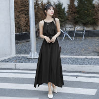 Women Maxi Dress Sleeveless Long Dresses Korean Fashion Halter Sling Slit Long Dress