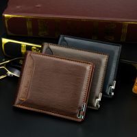 New Mens Short Wallet Multifunction Fashion Iron Credit Card Holders Pu Money Bag Vintage Men Leather Wallet Slim Male Purses