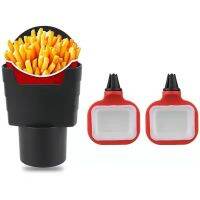 ชั้นวางซอสในรถยนต์ French Fries Rack กล่องปรุงรสอัตโนมัติจานซอสแบบพกพากล่องเก็บถาด French Fry Holder อุปกรณ์เสริมในรถยนต์