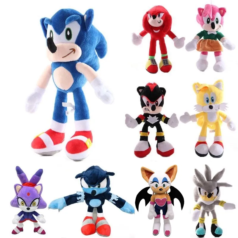 Sonic the Hedgehog 7 Inch Sonic, Shadow, Knuckles and Tails Stuffed Plush  Toy Set of 4 