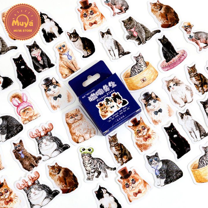 muya-46-pcs-box-cat-breed-sticker-for-journal-creative-decor-decal-for-scrapbook-diary-diy