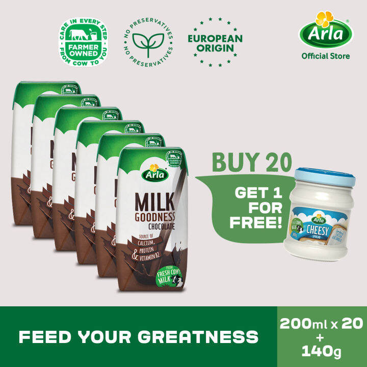 Arla Chocolate Milk 200ml 20-Pack, FREE Cheesy Spread 140g | Lazada PH