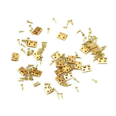 20pcs Mini Metal Hinge Golden for 1/12 House Miniature Cabinet Furniture Brass Hinge Dollhouse Miniature Cabinet Closet