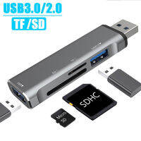 ฮับ USB ชนิด C ฮับ USB อะลูมิเนียมอัลลอย USB 3.0 USB 2.0 Tf/sd 4พอร์ตเครื่องแยกอเนกประสงค์ OTG สำหรับเครื่องอ่านการ์ด Lenovo สำหรับพีซี