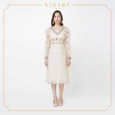 Kloset Long Sleeve Lace Dress (SS19-D013) เดรสผู้หญิง เสื้อผ้าผู้หญิง เสื้อผ้าแฟชั่น เดรสผ้าลูกไม้ เดรสลูกไม้