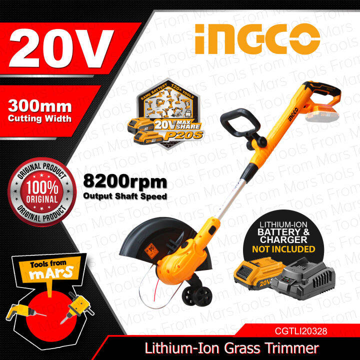 [BARE TOOL] INGCO LithiumIon Cordless Grass Trimmer 20V String Trimmer
