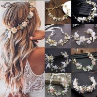 【YF】 Bride Wedding Hair Accessories Gorgeous Flower Headbands Braided Vine Pearl Headpiece Ornament For Women Girls