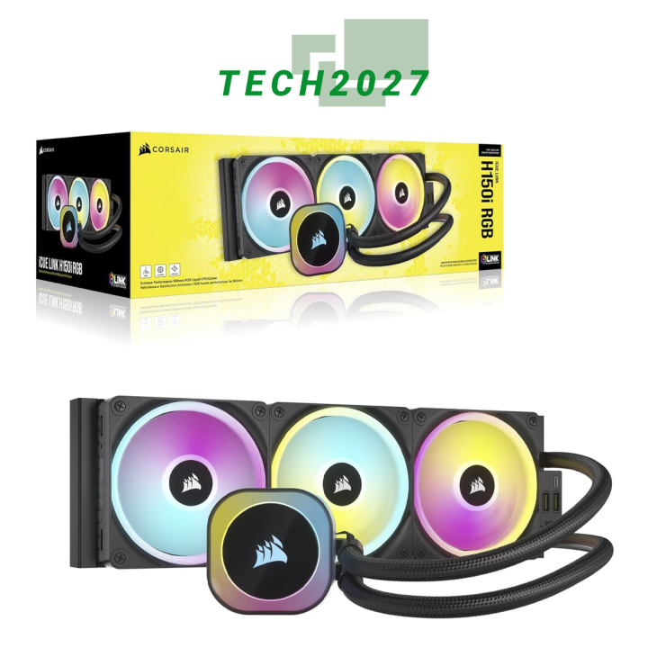 CORSAIR ICUE Link H150i RGB Liquid CPU Cooler - 360mm AIO - QX120 RGB ...