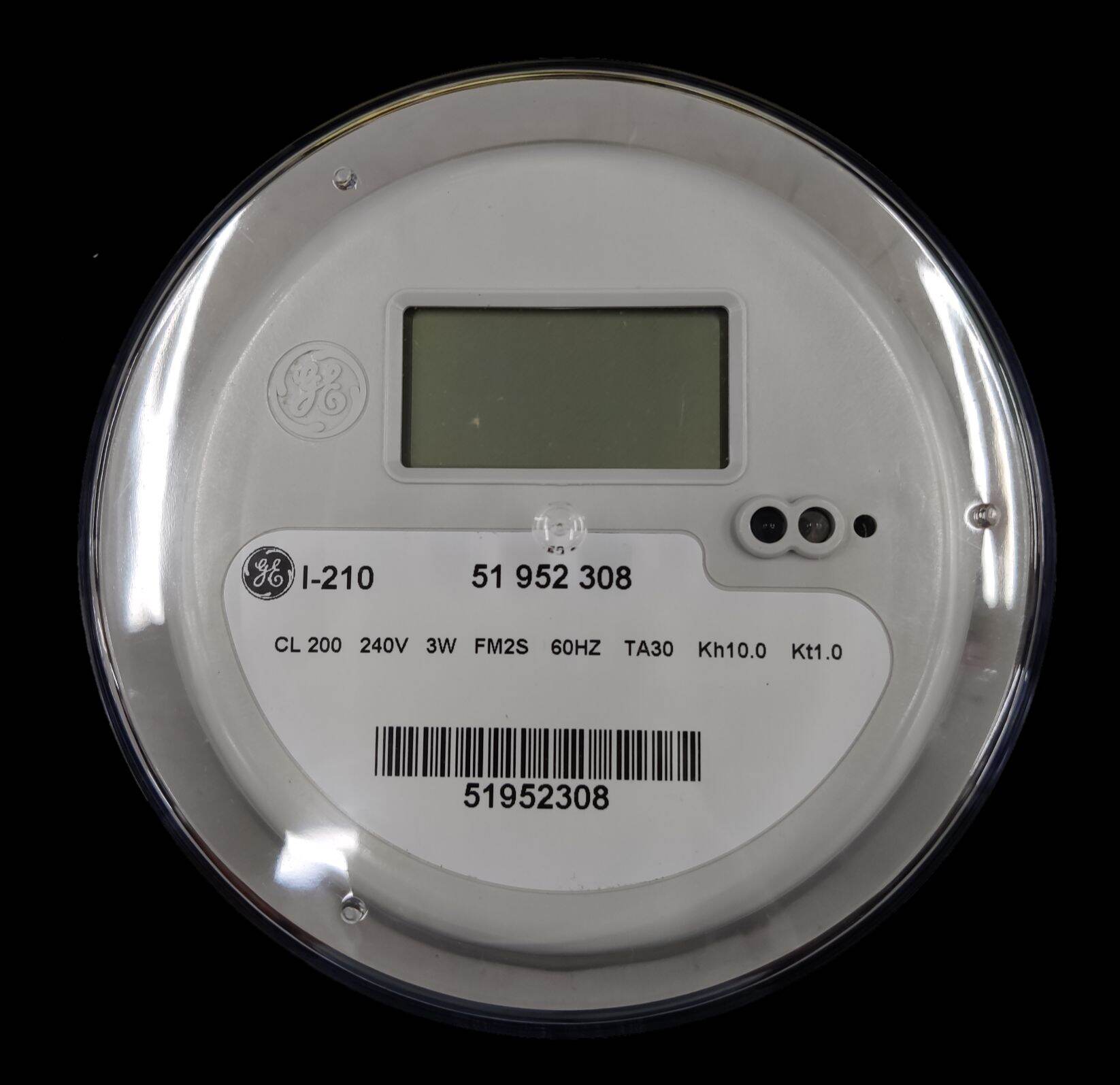GE I210 CL 200 Watt Hour Meter Class 200 3 Wire 240V 60Hz Form 2S TA 30 