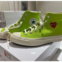 CDG PLAY x 1970S Rei Kawakubo love heart Candy colors green pink blue high-cut lace-up sneakers canvas shoes EU36-44