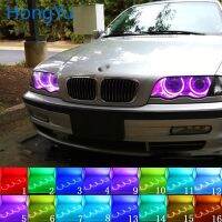 ไฟหน้า Rgb หลายสีแองเจิลอายส์แหวนเฮโลตา Drl Rf รีโมทคอนโทรลสำหรับ E38 E36 Bmw E39 E46โปรเจคเตอร์4X131อุปกรณ์เสริม