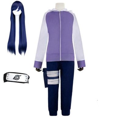 Anime Hyuga Hinata Cosplay Costumes Halloween Party Generation Purple Jacket Pants Outfit With Wig