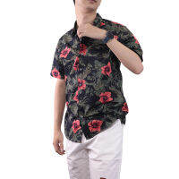 BOVY SHIRT RED-GREEN  TROPICAL PRINT-เสื้อเชิ้ตพิมพ์ลายกราฟฟิค BAS11256