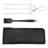 BBQ Skewers For Grilling 3-Way Grill Stainless Roasting Sticks 14.7 In Anti-Rust Kabob Skewer With Oxford Cloth Bag For Veggies Fruits successful