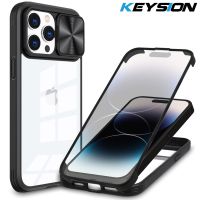 KEYSION 360 Degree Full Coverage Case for iPhone 14 Pro Max 14 Plus Slide Camera Lens Protection Phone Cover for iPhone 13 12 11  Screen Protectors