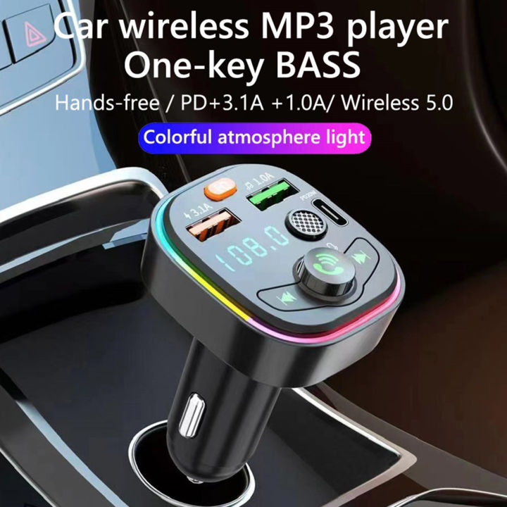 เครื่องเล่นเครื่องส่งสัญญาณ-fm-mp3รถยนต์พร้อมเครื่องเล่นเครื่องส่งสัญญาณ-fm-โทรแฮนด์ฟรีสำหรับ-huawei-สำหรับ-iphone-สำหรับ-xiaomi