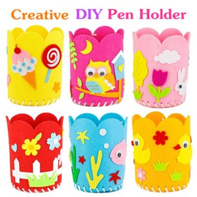 4PCS Kids DIY Craft Pencil Holder Educational Toys For Children Creative Handwork Pen Container Arts Crafts Toys Montessori Gift