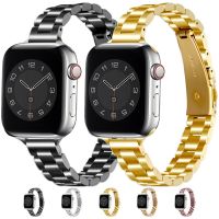 For Apple Watch Band 44mm 42mm 40mm 38mm 41mm 45mm Luxury Gold Silver Stainless Steel Bracelet Strap for IWatch 7 6 5 4 3 2 se Straps