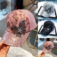 QianXing Shop Summer Sunscreen Baseball Cap Outdoor Hiking Mountaineering Hats New Sun Visor Summer Gauze Diamond Inlaid Butterfly Baseball Cap