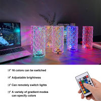 Multicolor Lamp Atmosphere Diamond Rose USB Table Desk Night Light Acrylic Crystal Lighting Gift Bar Decorative Bedroom Bedside