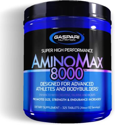 Gaspari Nutrition AminoMax 8000 (325 Tablets) Advanced Amino Acids for Muscle Recovery, Growth and Endurance - Creatine, Leucine, Taurine, and BCAAs, BUILD LEAN MUSCLE FAST บีซีเอเอ อะมิโน