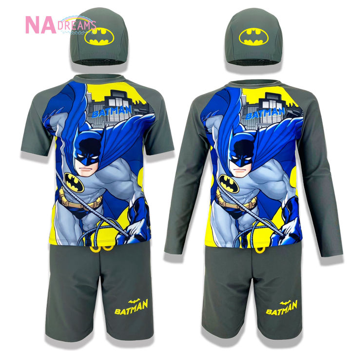 dc-ชุดว่ายน้ำเด็กชาย-เสื้อ-กางเกง-swimwear-ลายการ์ตูน-แบทแมน-batman-จาก-nadreams-รุ่นเด็กโต