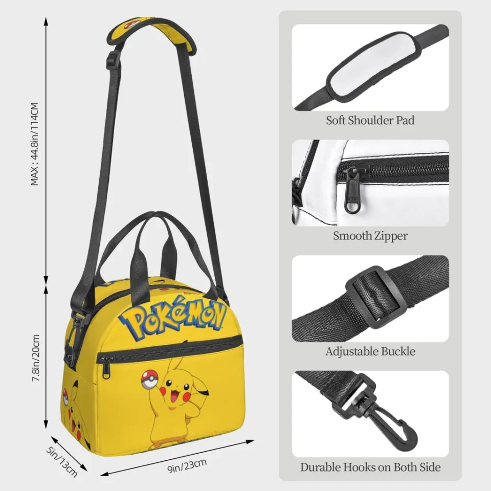 Pokemon Pikachu Insulated Lunch Bag for Women/Men Leakproof Cooler Tote Bag  Freezable Lunch Bag with Adjustable Shoulder Strap for Kids/Adult