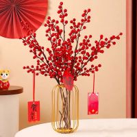 2023 Christmas Artificial Flower Red Cherry /Chinese New Year Mini Plastic Berry Christmas Tree Wreaths Decoration