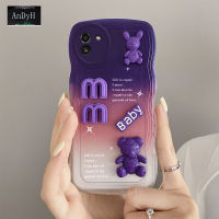 AnDyH เคสโทรศัพท์สำหรับ Samsung Galaxy A03เคส3D ตัวอักษรหมีน่ารักลายการ์ตูนป้องกันกล้องซิลิโคนนิ่มแบบไล่ระดับสีพรีเมี่ยมเคสป้องกันด้านหลังเป็นเคสคู่