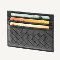 【CW】﹍❁  Luxury Credit Card Wallet Leather Woven Mens Multiple Slots Anti-Degaussing Ultra-thin Business Holde