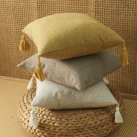 【hot】◈ Color Cotton Household Sofa Cushion Cover Tassel Throw Core