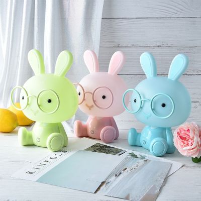 LED USB cartoon wearing glasses cute cute rabbit decoration bedroom night lamp table lamp