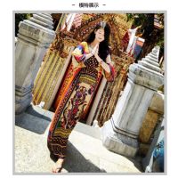 Ready Stock Women Bohemian Beach Dress Half Sleeve Maxi Ankle-length