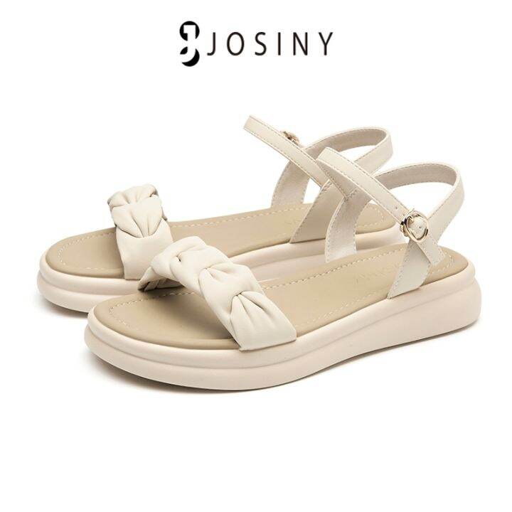 JOSINY แฟชั่นสำหรับผู้หญิง รอบนิ้วเท้า สไตล์ใหม่ๆ สายรัดเปิดแบน สบายทุก ...