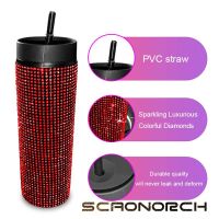 480Ml Sparkling Rhinestones Plastic Tumbler Coffee Mug Cup Ith Lid And Straw Double Wall Water Bottle Outdoor Car Cup Keep Cold