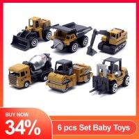 【YF】 6 pcs Set Baby Toys Mini Construction Vehicle Cars- Forklift Bulldozer Road Roller Excavator Dump Truck Tractor