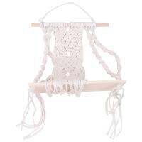 Boho Macrame Wall Hanging Shelf Handmade Woven Tapestry Rack Wood Floating Storage Hanger for Home Wall Decor