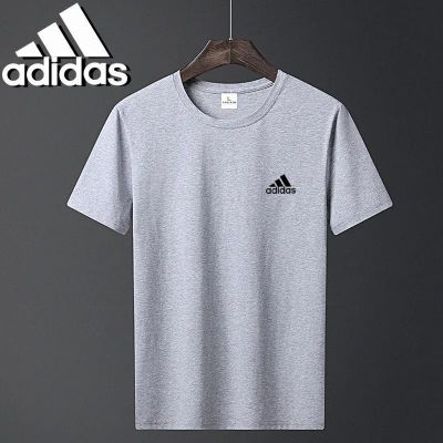 Adidas เสื้อยืดคอกลมแขนสั้นสำหรับผู้ชาย,ข้อเสนอพิเศษสำหรับฤดูร้อนทำจากผ้าฝ้ายแท้ระบายอากาศได้ดี