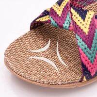 [TCH]Home Slippers Open Toe Breathable Flax Material for Women Summer